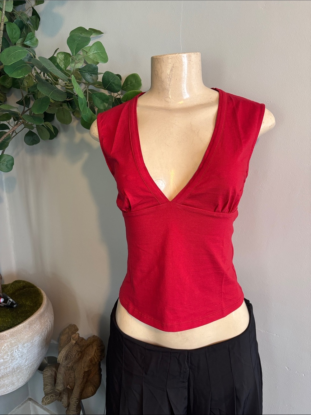 Motel Rocks Red Deep V Sleeveless Tank